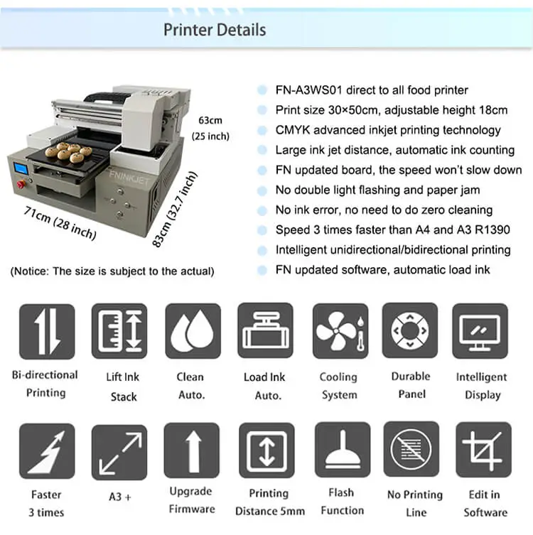 A3 edible food printer